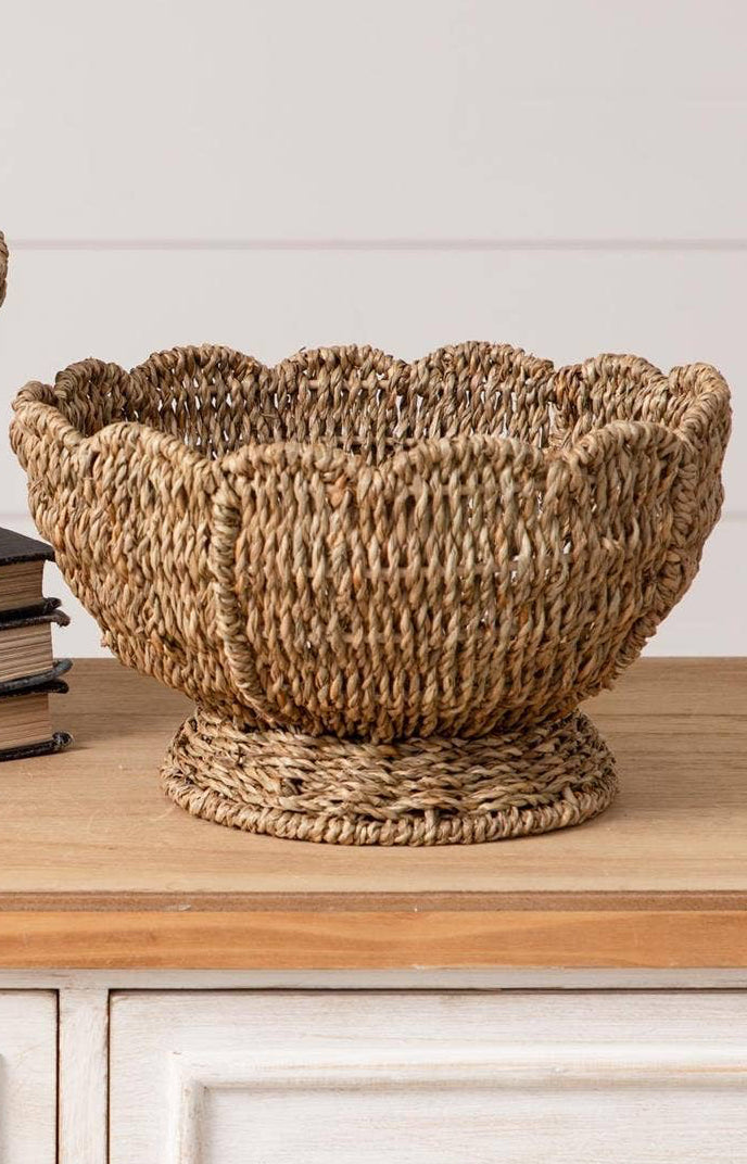 Large Scalloped Edge Basket Filled with Spring Flowers