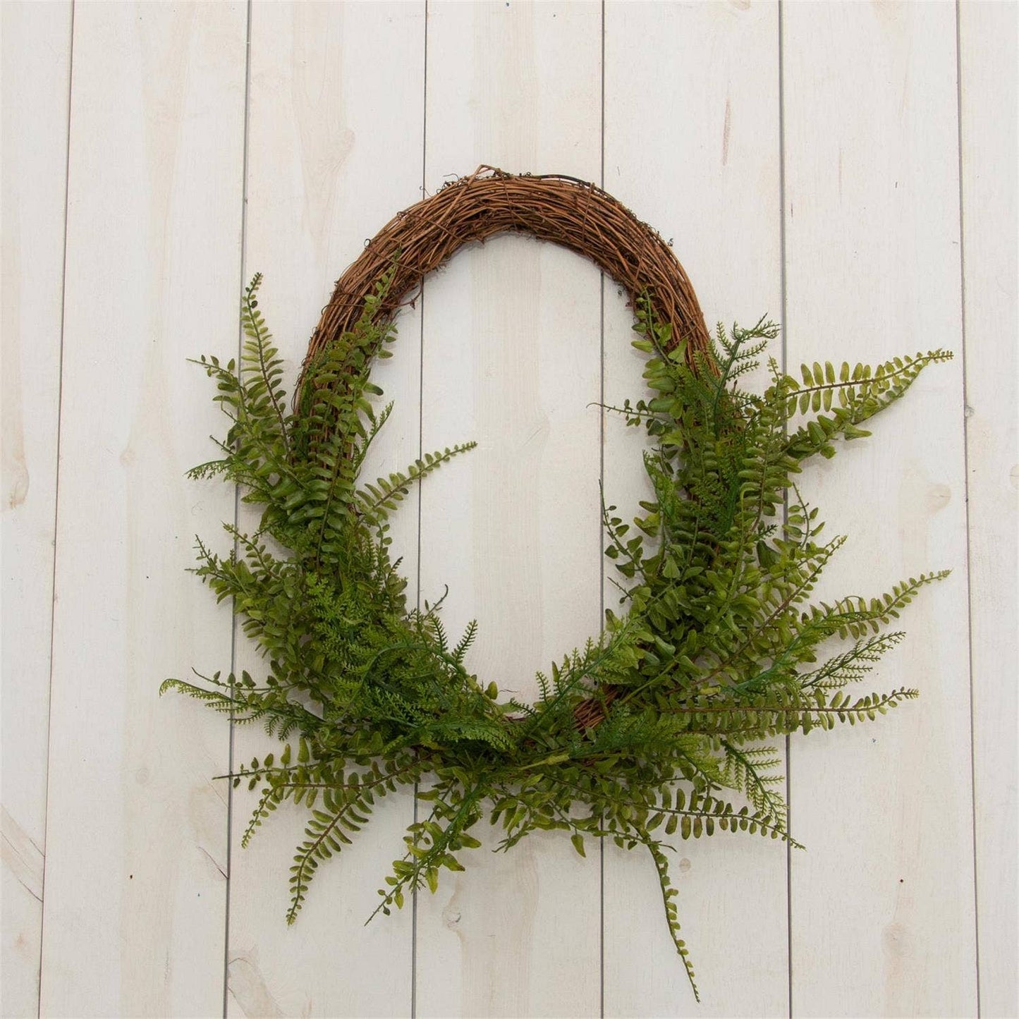 Oval Twig Wreath with Mixed Ferns