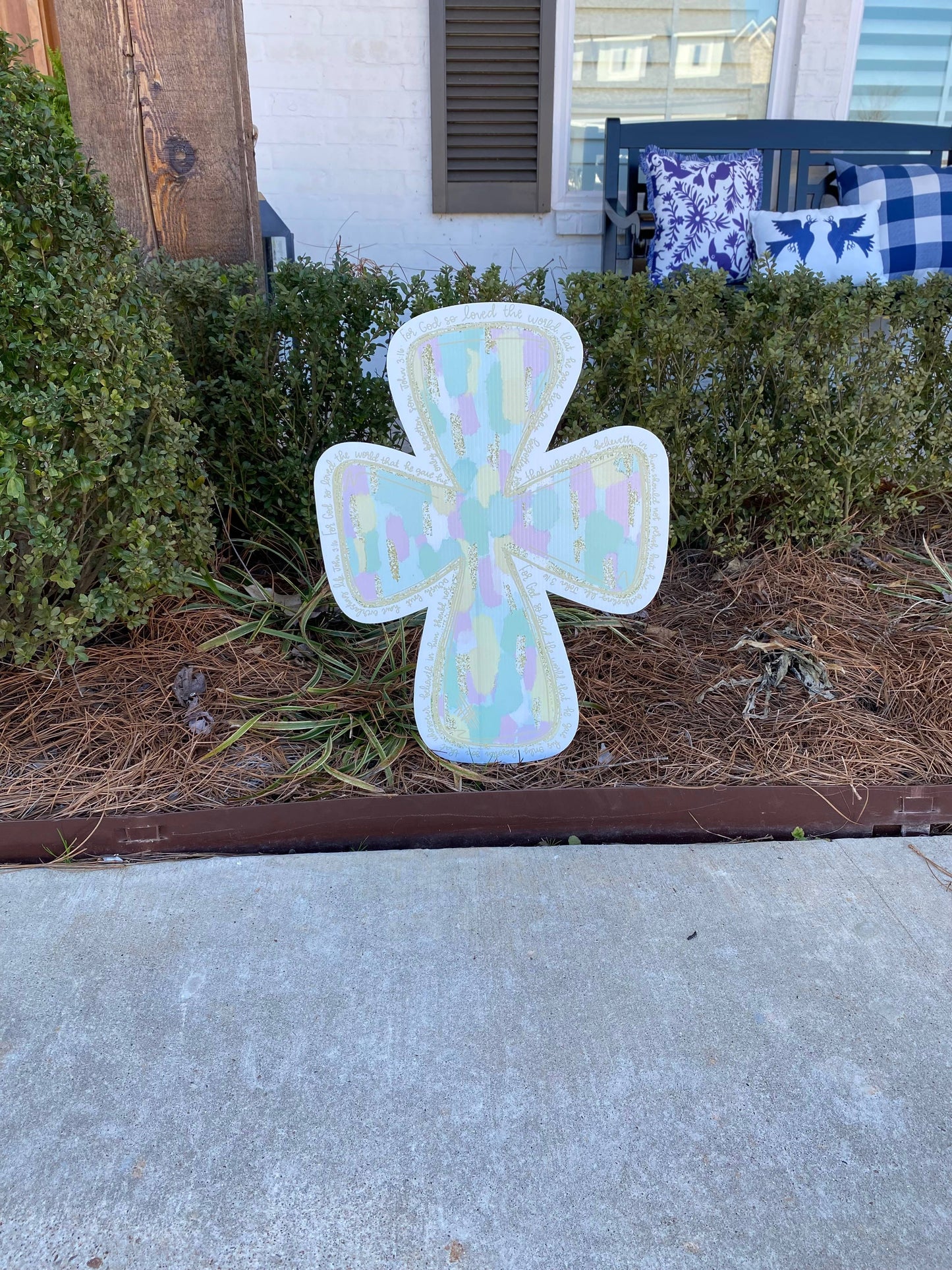 Water Color Cross with John 3:16 Verse